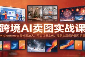 跨境AI卖图实战课:Midjourney出图修图放大,平台注册上传,爆款主题提升图片销量