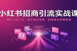 小红书招商引流实战课:爆款引流打法,成交底层思维,实操演示获客变现