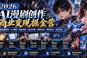 （20906期）【无水印】2026AI漫剧创作与商业变现掘金营：打通选题→AI编剧→角色场景→自动分镜→视频生成→剪辑发布→运营变现